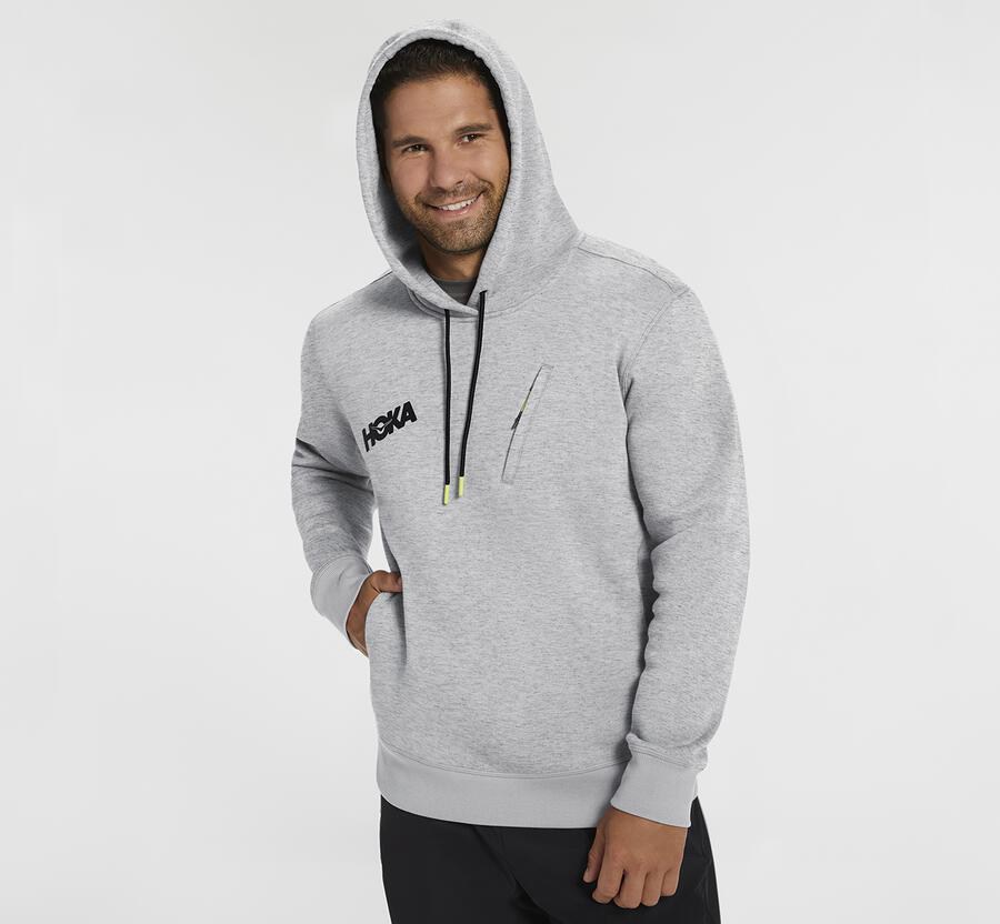 Hoodie Mens - Hoka One One Performance - Grey - OGTFHKM-86